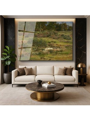 Limitless Design William Trost Richards Bataklık Sulak Alan Manzarası Cam Tablo Dijital Baskı Duvar Tablosu