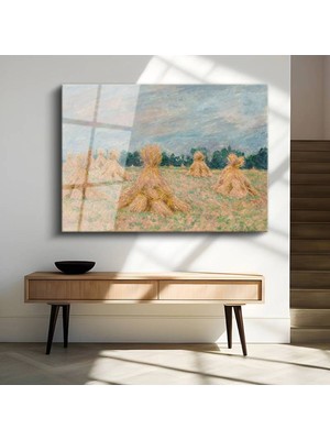 Limitless Design Claude Monet Saman Balyaları Kırsal Manzara Cam Tablo Dijital Baskı Duvar Tablosu Dekor Tablo