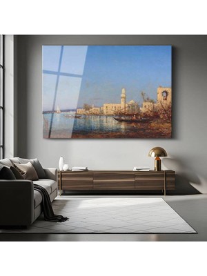 Limitless Design Félix Ziem Doğu Limanı Deniz Manzarası Cam Tablo Dijital Baskı Duvar Tablosu Dekor Tablo