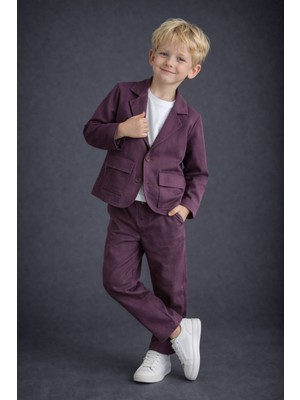 Teeny Weeny Erkek Çocuk Keten Ceket Pantolon Alt Üst Takım