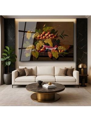 Limitless Design Severin Roesen Sepette Meyveler Natürmort Hd Baskı Duvarı Cam Tablo Hd Baskı Tablo