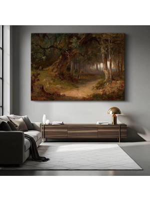 Limitless Design Thomas Moran Orman Patikası Doğa Manzarası Kanvas Tablo Sanat Tablosu Klasik Ressam Tablosu