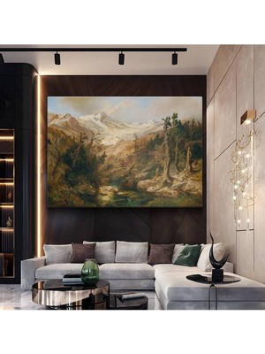 Limitless Design Albert Bierstadt Dağ Peyzaj Sanatı Kanvas Tablo Sanat Tablosu Klasik Ressam Tablosu