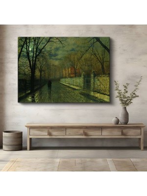 Limitless Design John Atkinson Grimshaw Ay Işığı Yol Gece Manzarası Kanvas Tablo Klasik Ressam Tablosu
