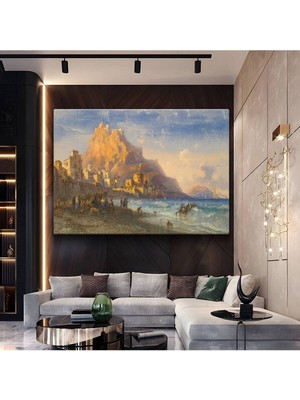 Limitless Design James Webb Akdeniz Kıyısı Deniz Manzarası Kanvas Tablo Sanat Tablosu Klasik Ressam Tablosu