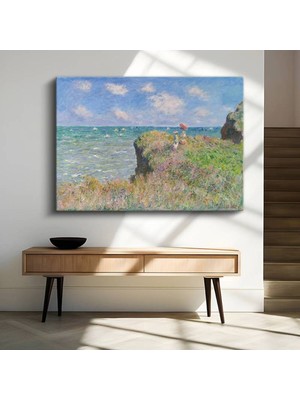 Limitless Design Claude Monet Pourville Uçurum Deniz Manzarası Kanvas Tablo Sanat Tablosu Klasik Ressam Tablosu