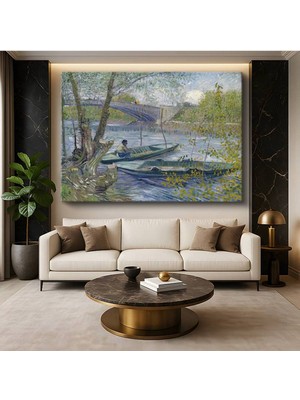 Limitless Design Vincent Van Gogh Seine Nehri Balıkçı Tekneleri Su Resmi Kanvas Tablo Klasik Ressam Tablosu