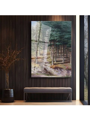 Limitless Design Ivan Shishkin Yeşil Orman Doğa Patikası Cam Tablo Dijital Baskı Duvar Tablosu Dekor Tablo