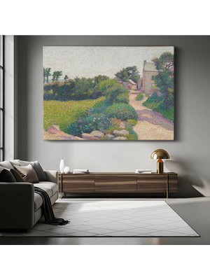 Limitless Design Charles Angrand Kır Evi Yolu Peyzaj Manzarası Kanvas Tablo Sanat Tablosu Klasik Ressam Tablosu