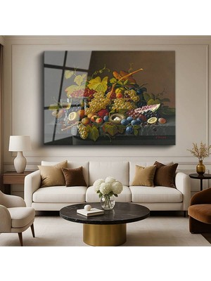 Limitless Design Severin Roesen Zengin Meyve Kompozisyonu Natürmort Cam Tablo Dijital Baskı Duvar Tablosu
