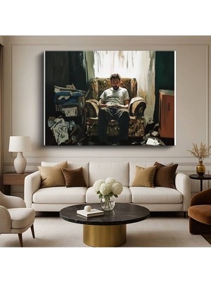 Limitless Design Midjourney Yalnız Adam Dijital Portre Resmi Kanvas Tablo Sanat Tablosu Klasik Ressam Tablosu