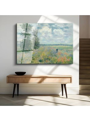 Limitless Design Claude Monet Gelincik Tarlası Çiçek Manzarası Cam Tablo Dijital Baskı Duvar Tablosu Dekor Tablo