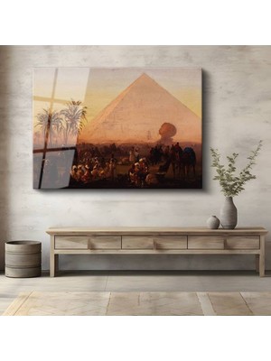 Limitless Design David Roberts Mısır Piramitleri Antik Yapı Cam Tablo Dijital Baskı Duvar Tablosu Dekor Tablo