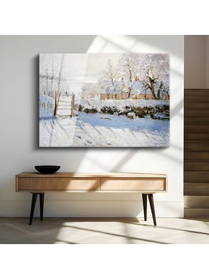 Limitless Design Claude Monet Saksağan Kuş Doğa Manzarası Cam Tablo Dijital Baskı Duvar Tablosu Dekor Tablo