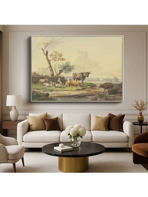 Limitless Design Paulus Potter Çayırdaki Sığırlar Kırsal Hayvan Resmi Kanvas Tablo Klasik Ressam Tablosu