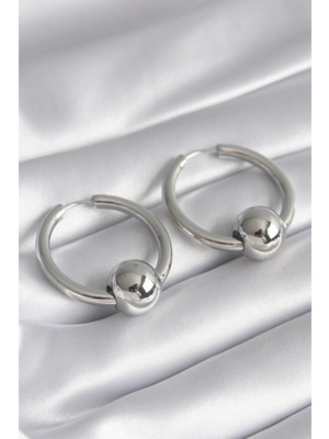 Belle Fusion Bfs Pirinç Gümüş Renk Halka Top Model Kadın Küpe