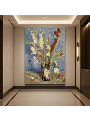 Limitless Design Vincent Van Gogh Vazo Glayöl Çiçekleri Kanvas Tablo Sanat Tablosu Klasik Ressam Tablosu