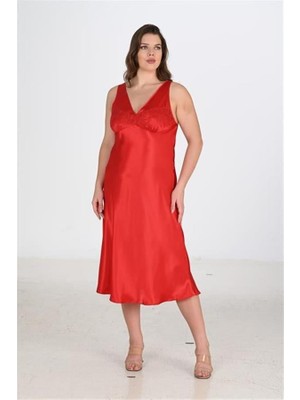 Red Womans 2li Kırmızı Sabahlık Takımı Bigsize 6226