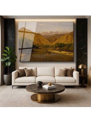 Limitless Design Thomas Moran Batı Vadisi Amerika Doğa Manzarası Cam Tablo Dijital Baskı Duvar Tablosu Dekor Tablo