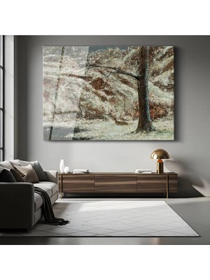 Limitless Design Gustave Courbet Kış Ormanı Kar Manzarası Cam Tablo Dijital Baskı Duvar Tablosu Dekor Tablo