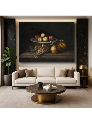Limitless Design James Peale Gümüş Tabakta Meyveler Amerikan Natürmortu Kanvas Tablo Klasik Ressam Tablosu
