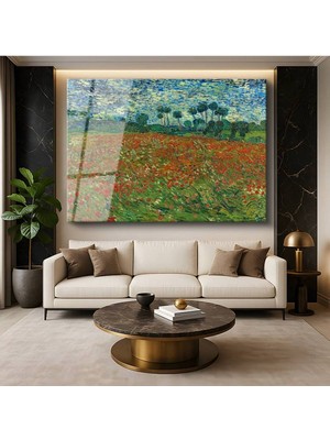 Limitless Design Vincent Van Gogh Gelincik Tarlası Çiçek Tarlası Cam Tablo Dijital Baskı Duvar Tablosu