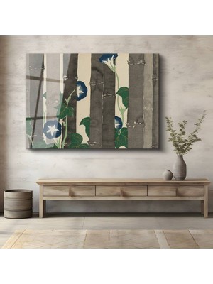 Limitless Design Ogata Korin Bambu Sabah Sefası Çiçekleri Cam Tablo Dijital Baskı Duvar Tablosu Dekor Tablo
