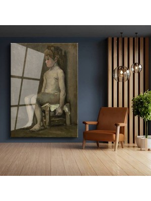 Limitless Design Vincent Van Gogh Sandalyede Çocuk Portresi Cam Tablo Dijital Baskı Duvar Tablosu Dekor Tablo