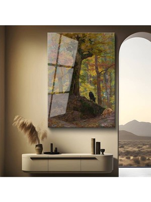 Limitless Design Ivan Shishkin Sonbahar Renkleri Orman Cam Tablo Dijital Baskı Duvar Tablosu Dekor Tablo