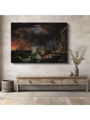 Limitless Design Claude-Joseph Vernet Fırtınalı Deniz Gemi Kazası Kanvas Tablo Sanat Tablosu Klasik Ressam Tablosu