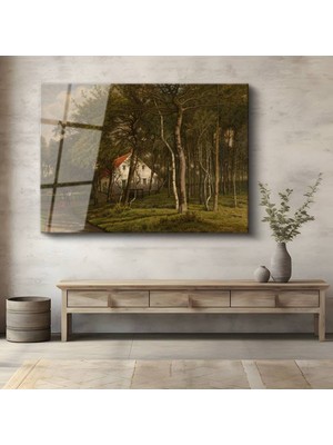 Limitless Design Jean-Baptiste-Camille Corot Orman Evi Doğa Manzarası Cam Tablo Dijital Baskı Duvar Tablosu