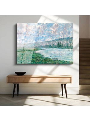 Limitless Design Claude Monet Seine Nehri Su Manzarası Cam Tablo Dijital Baskı Duvar Tablosu Dekor Tablo