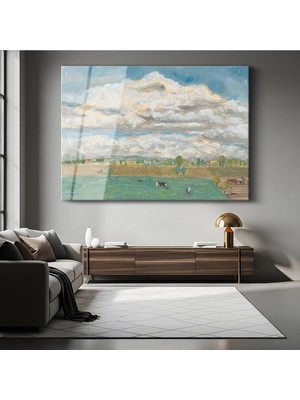 Limitless Design Camille Pissarro Kırsal Manzara Bulutlar Peyzaj Cam Tablo Dijital Baskı Duvar Tablosu