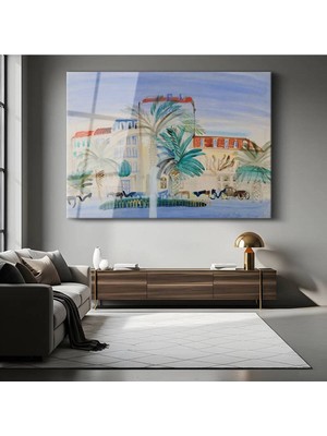 Limitless Design Raoul Dufy Cannes Akdeniz Manzarası Cam Tablo Dijital Baskı Duvar Tablosu Dekor Tablo