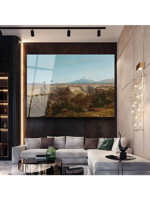 Limitless Design Frederic Edwin Church Muhteşem Dağ Manzarası Cam Tablo Dijital Baskı Duvar Tablosu Dekor Tablo