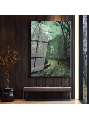 Limitless Design John Atkinson Grimshaw Sisli Akşam Atmosferi Cam Tablo Dijital Baskı Duvar Tablosu Dekor Tablo