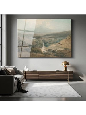 Limitless Design J.m.w. Turner Vadideki Şelale Doğa Manzarası Cam Tablo Dijital Baskı Duvar Tablosu Dekor Tablo
