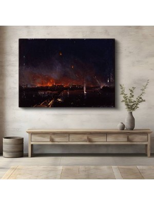 Limitless Design Joseph Mallord William Turner Gece Yangını Şehir Manzarası Kanvas Tablo Klasik Ressam Tablosu