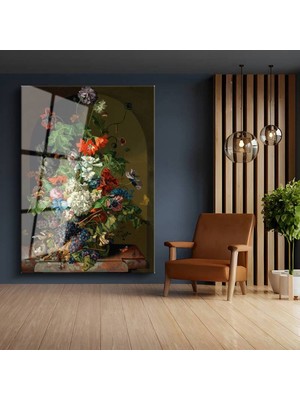 Limitless Design Jan Van Huysum Çiçek Meyve Hd Baskı Duvar Kompozisyonu Cam Tablo Hd Baskı Tablo