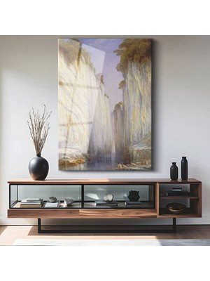 Limitless Design Edward Lear Petra Kanyonu Manzarası Dekor Cam Tablo Dijital Baskı Duvar Tablosu Dekor Tablo