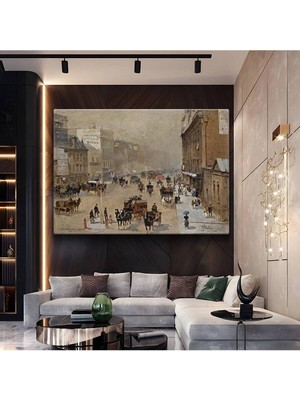 Limitless Design Edward Seago Londra Sokak Şehir Manzarası Kanvas Tablo Sanat Tablosu Klasik Ressam Tablosu