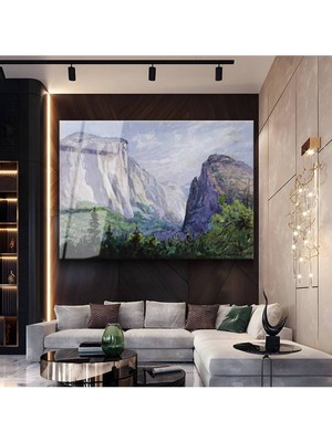 Limitless Design Thomas Hill Yosemite Vadisi Doğa Manzarası Cam Tablo Dijital Baskı Duvar Tablosu Dekor Tablo