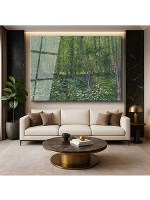 Limitless Design Vincent Van Gogh Ağaçlar Çalılık Orman Manzarası Cam Tablo Dijital Baskı Duvar Tablosu Dekor Tablo