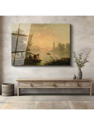 Limitless Design Richard Parkes Bonington Günbatımı Çamaşır Yıkayanlar Cam Tablo Dijital Baskı Duvar Tablosu