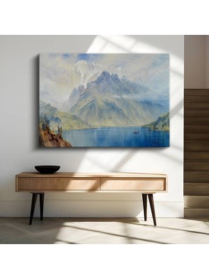 Limitless Design Albert Bierstadt Dağ Gölü Doğa Manzarası Kanvas Tablo Sanat Tablosu Klasik Ressam Tablosu
