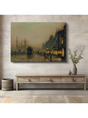 Limitless Design John Atkinson Grimshaw Liman Akşam Deniz Manzarası Kanvas Tablo Klasik Ressam Tablosu