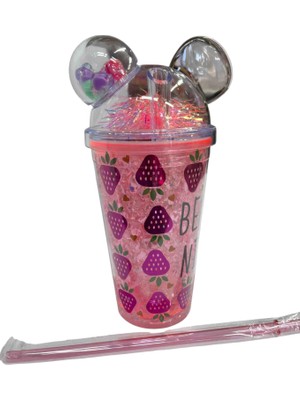 Kulakli Pipetli Rengarenk Bardak 500 ml