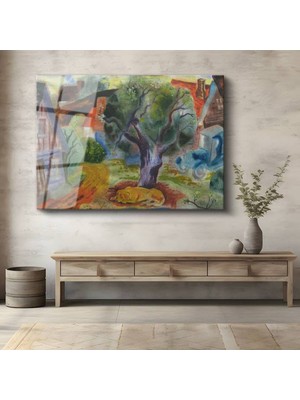 Limitless Design Marc Chagall Köy Kırsal Manzara Cam Tablo Dijital Baskı Duvar Tablosu Dekor Tablo