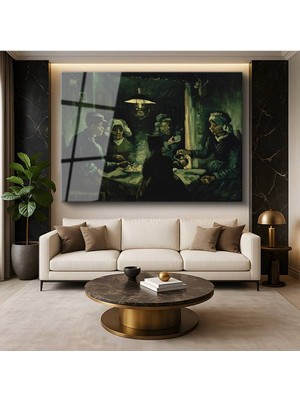 Limitless Design Vincent Van Gogh Patates Yiyenler Köylü Yaşamı Cam Tablo Dijital Baskı Duvar Tablosu