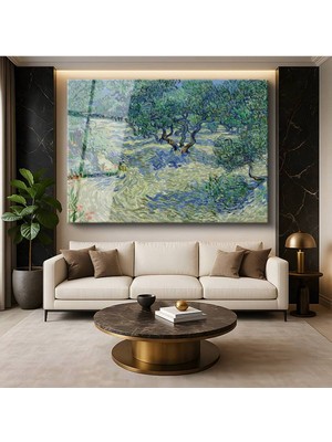 Limitless Design Vincent Van Gogh Zeytin Bahçesi Akdeniz Tarımı Cam Tablo Dijital Baskı Duvar Tablosu Dekor Tablo